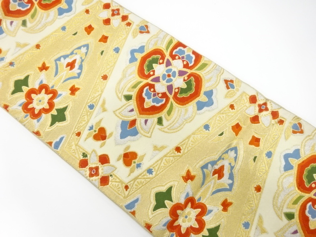 アンティーク　幾何学に華紋織り出し袋帯（材料）